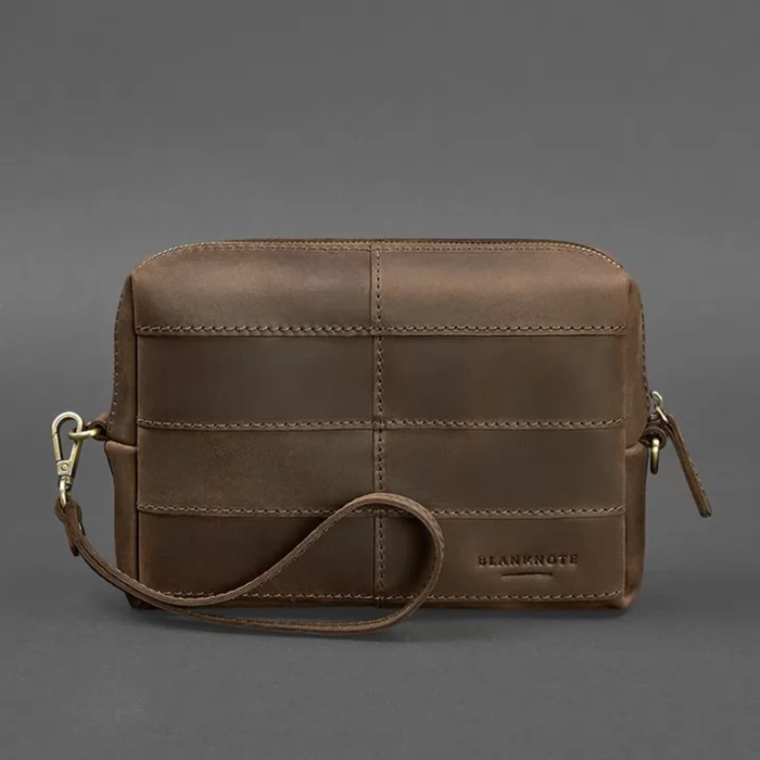 Leather Toiletry Bag Crazy Horse Leather Zipper No Lining