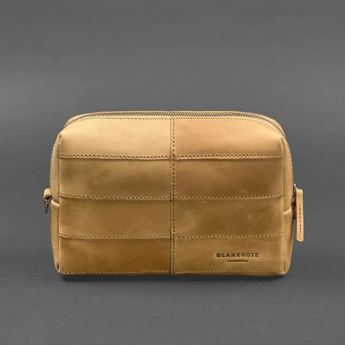 Leather Toiletry Bag Crazy Horse Leather Zipper No Lining