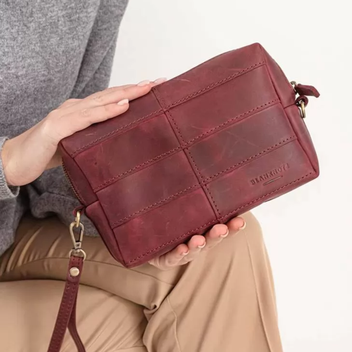 Leather Toiletry Bag Crazy Horse Leather Zipper No Lining