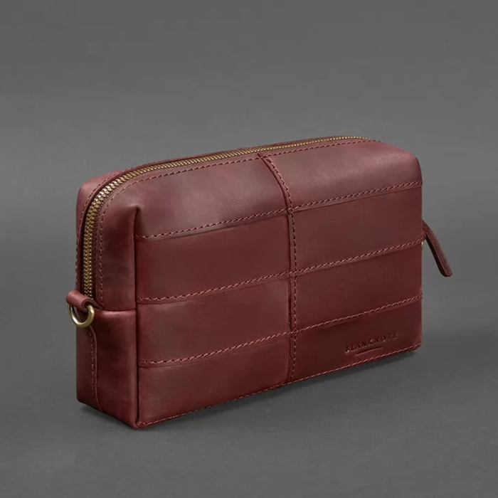 Leather Toiletry Bag Crazy Horse Leather Zipper No Lining