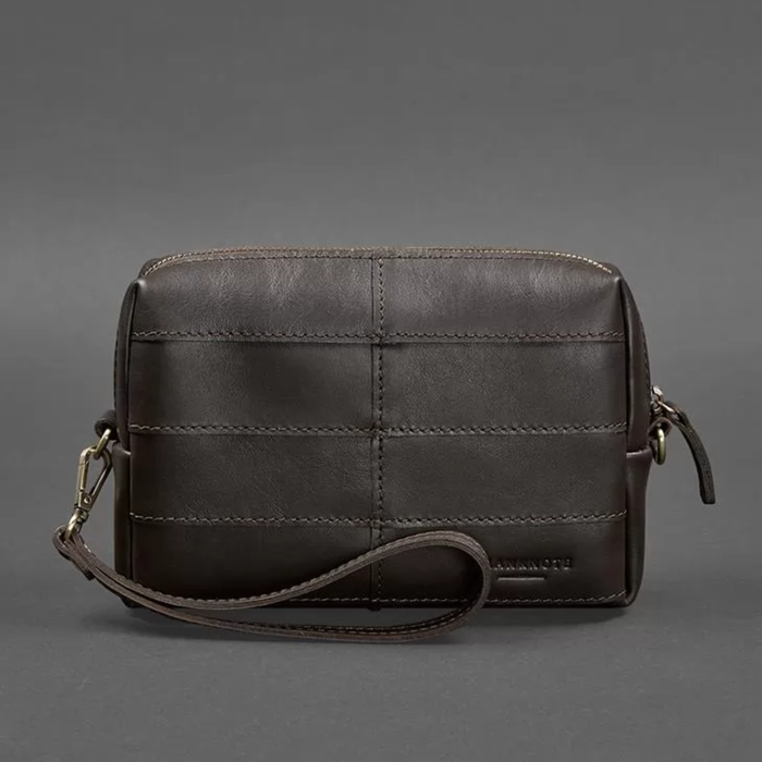 Leather Cosmetic Bag Crust Leather Zipper No Lining