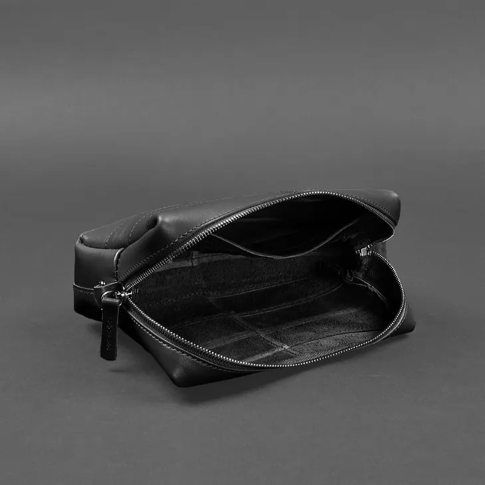Leather Cosmetic Bag Crust Leather Zipper No Lining
