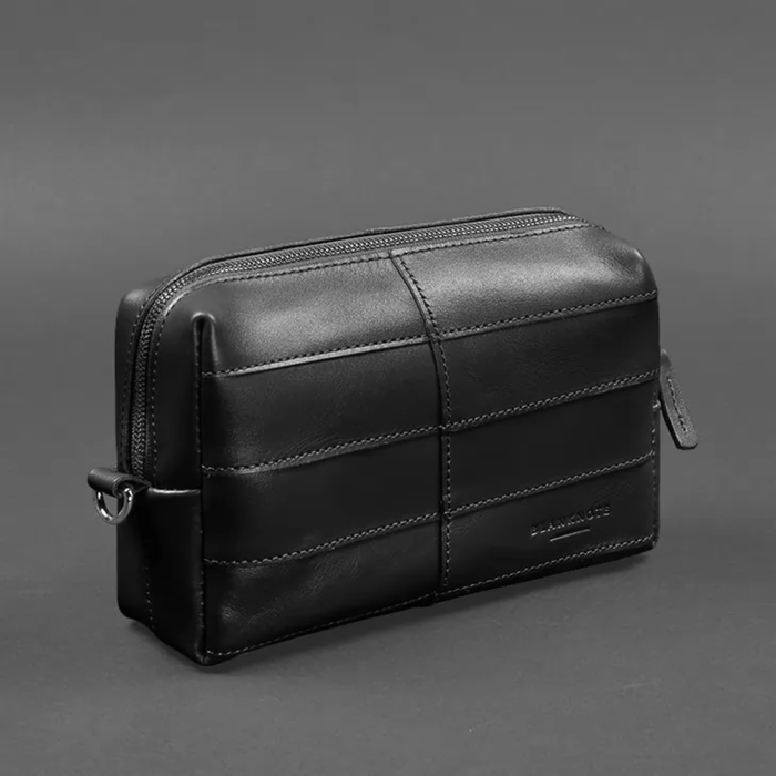 Leather Cosmetic Bag Crust Leather Zipper No Lining