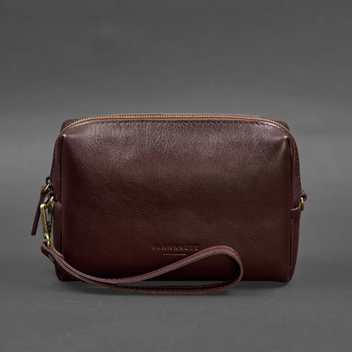 Minimalist Leather Makeup Pouch in Crust Leather