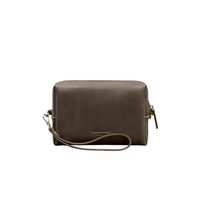 Vintage Crazy Horse Leather Makeup Pouch with Zipper