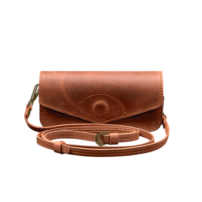 Crazy Horse Leather Glasses Case Mini Crossbody Bag