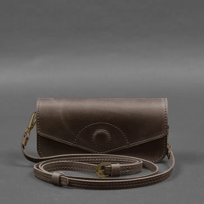 Crazy Horse Leather Glasses Case Mini Crossbody Bag