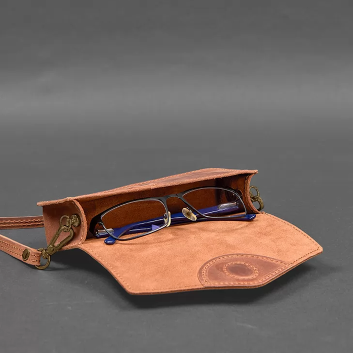 Crazy Horse Leather Glasses Case Mini Crossbody Bag