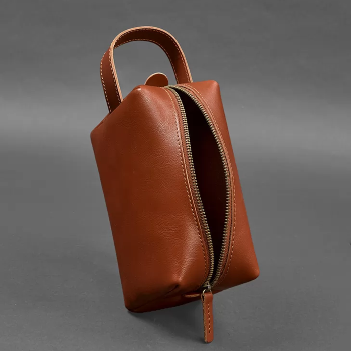 Crust Leather Makeup Organizer Pouch with Secure Zipper