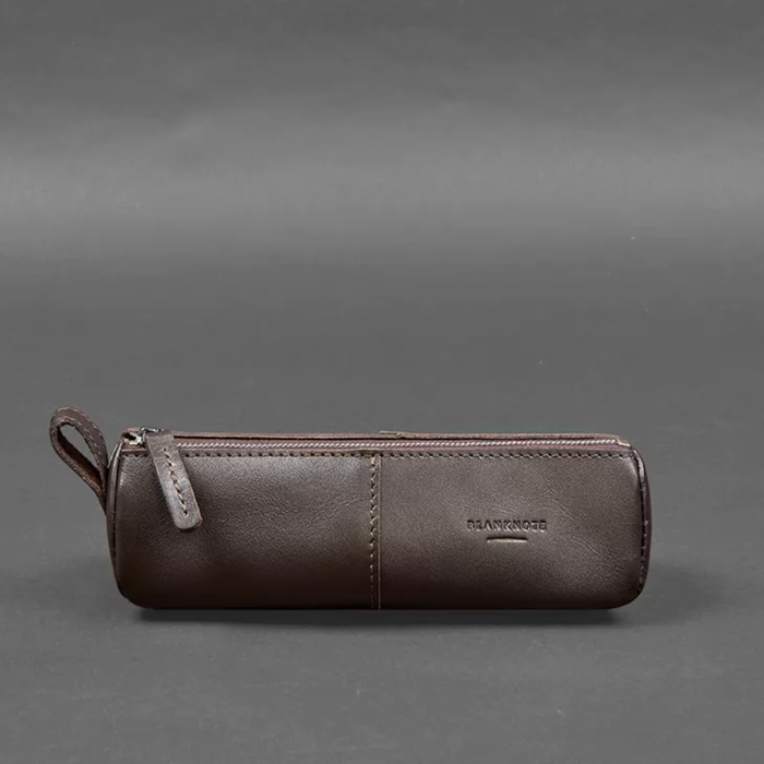 Crust Leather Pencil Case Glasses Holder with Zipper