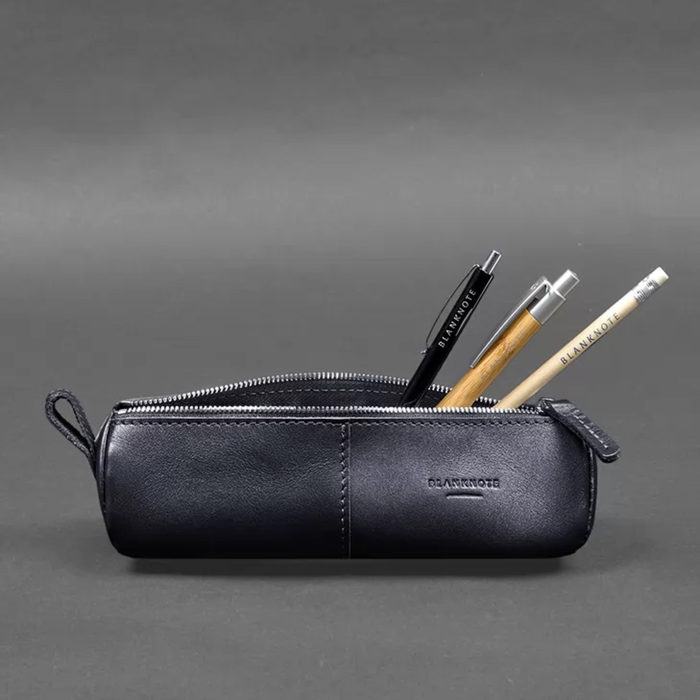 Crust Leather Pencil Case Glasses Holder with Zipper