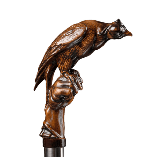 Falconry walking cane hand carved