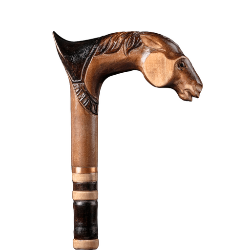Designer wooden cane with horse motif