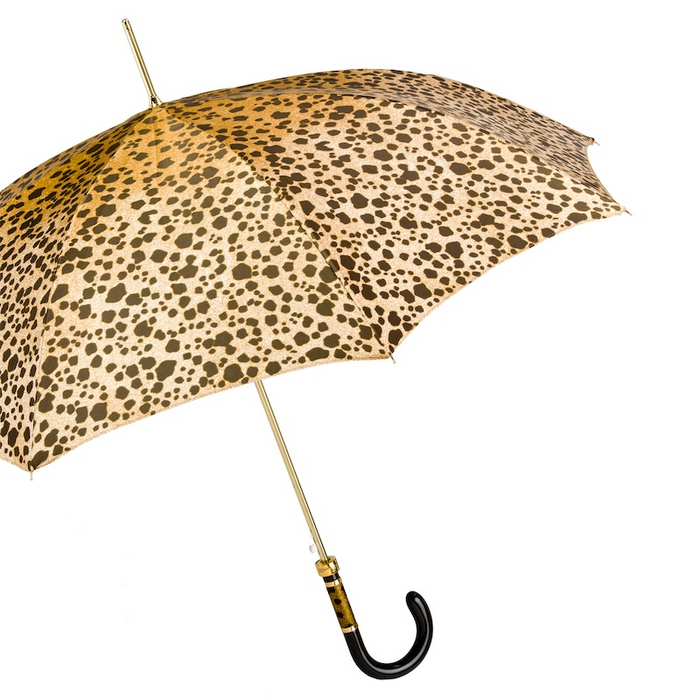 statement umbrella with unique handle and speckled pattern - designer