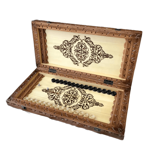 Premium carved wooden backgammon board