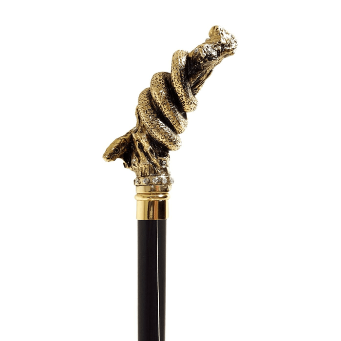 Unique Gold-plated Snake Handle with Crystals Cane