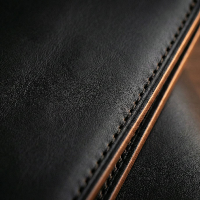 Noir Leather Executive Office Desk Set with Signature Flap Design