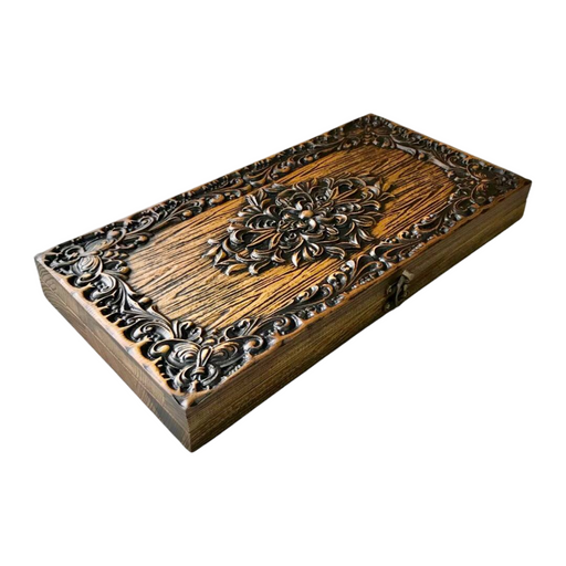 Backgammon board with handcrafted ornament details