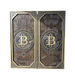 Wooden backgammon board with Bitcoin theme