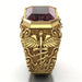 Yellow Gold Plated Vintage Snake Ring with Red Synthetic Zirconia