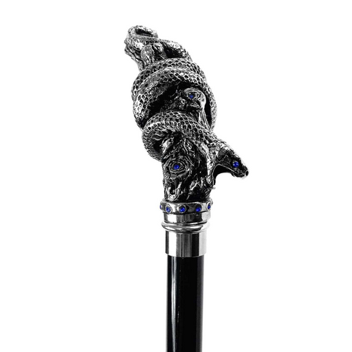 Snake with Crystals Handle Silver-plated Handle Cane