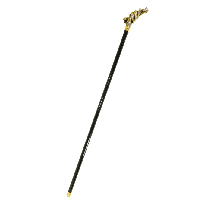 Luxury Gold-Plated Snake Handle Walking Stick with Crystals