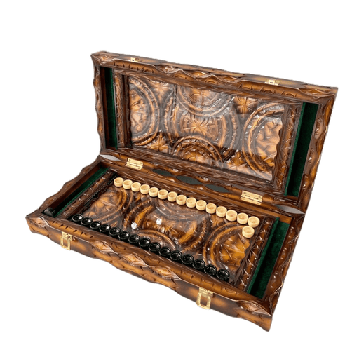 Exclusive wooden backgammon with glass board