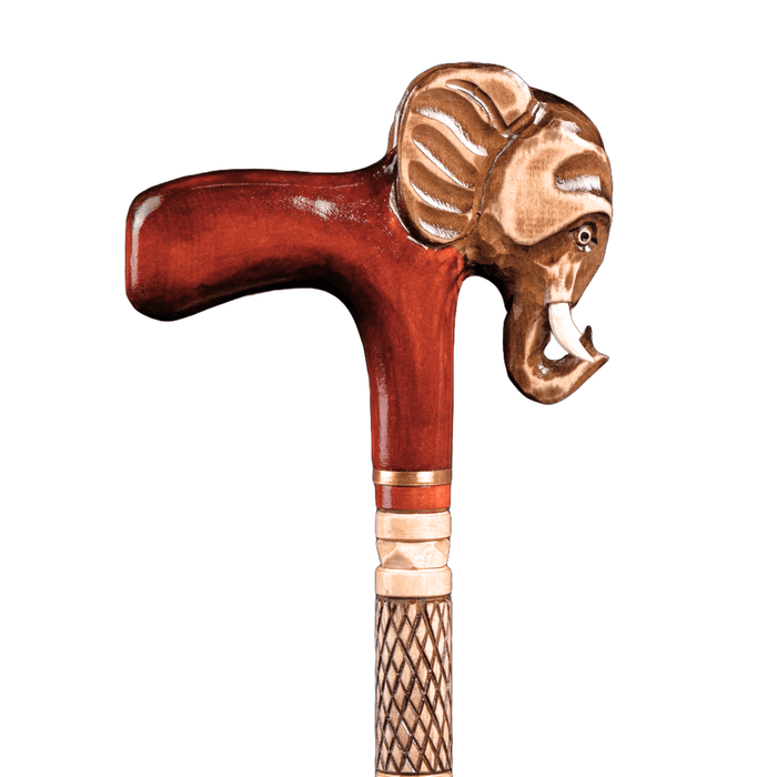 Stylish Elephant Head Walking Cane Hand Carved Walking Stick - Artynov | Unique Handmade Accessories