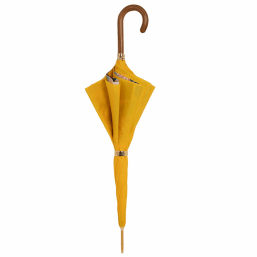 Luxury Women Yellow Umbrella Tropical Interior Design with Wooden Handle