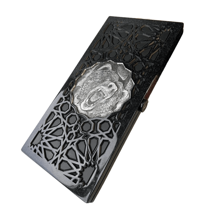 Stone backgammon set featuring Silver Bear motif