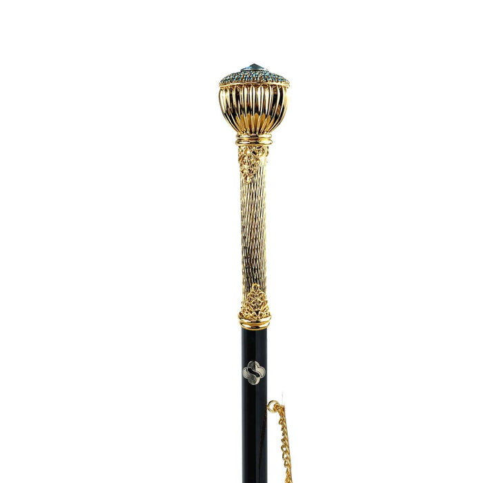 24K Gold-plated Shoehorn with Aquamarine Crystals