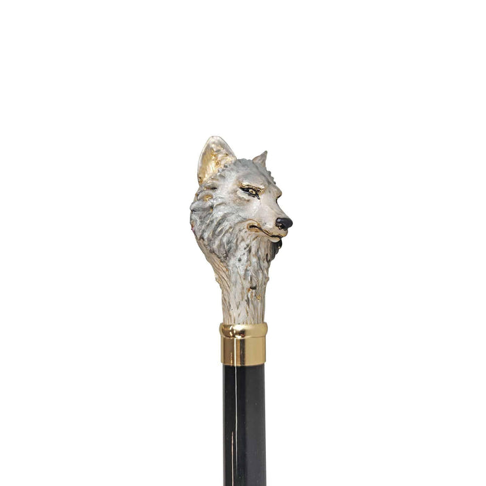 24K Gold-plated Wolf Handcrafted Enameled Cane