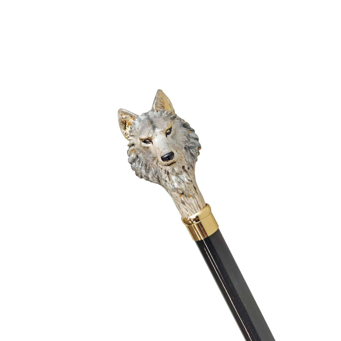 24K Gold-plated Wolf Handcrafted Enameled Cane