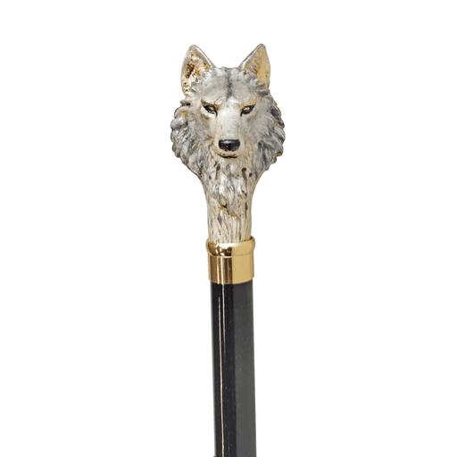 24K Gold-plated Wolf Handcrafted Enameled Cane