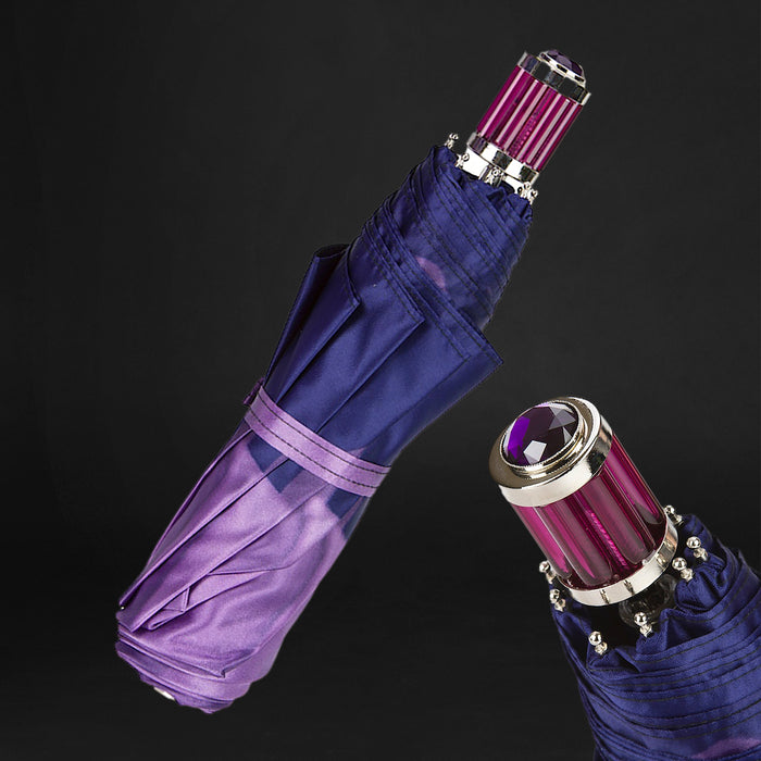 Purple Flower Canopy Designer Folding Umbrella