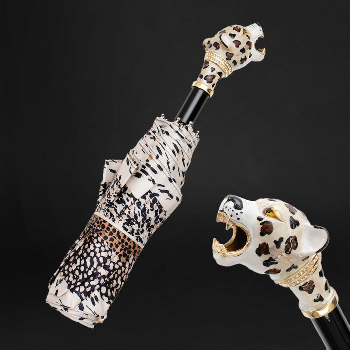 Printed Jaguar Enamel Luxury Folding Umbrella for Her