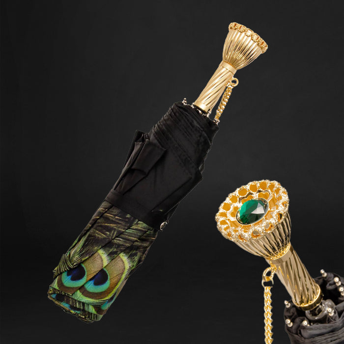Peacock Black Golden Brass Fashionable Umbrella