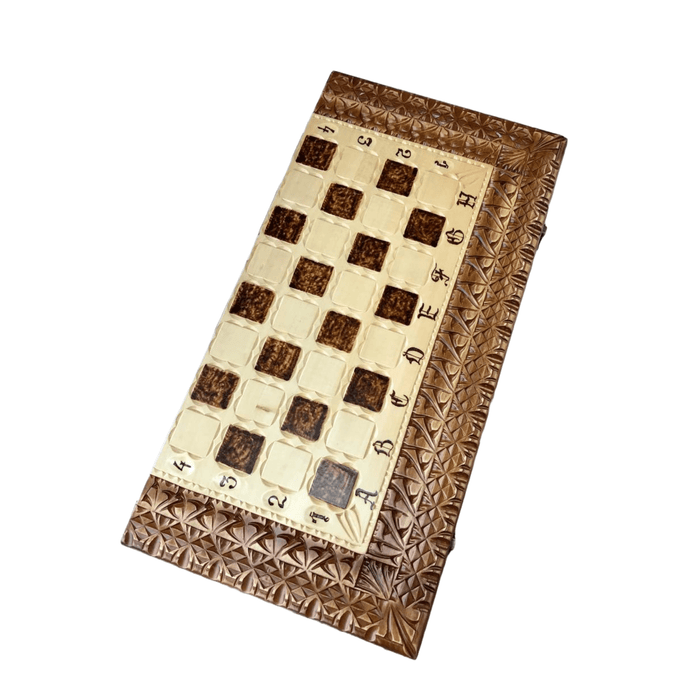 Customized carved wooden backgammon gift