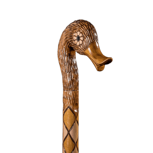 Duck walking stick hand-carved