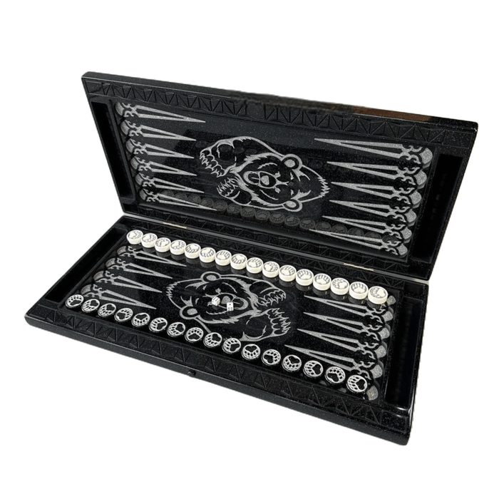 Limited edition backgammon set with Silver Bear design