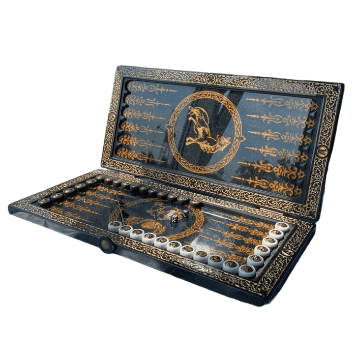 Gift backgammon with gold lion design