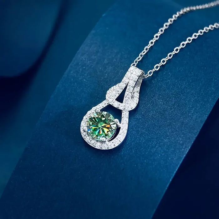 Elegant 1 Carat Moissanite Pendant Necklace – 925 Sterling Silver Luxury Jewelry for Women