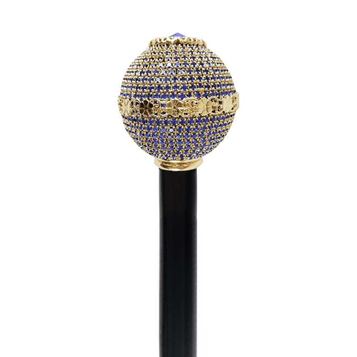 Luxurious Jeweled Walking Stick with Sapphire Crystals