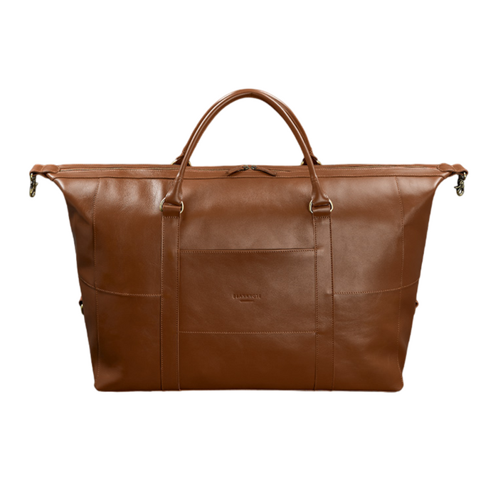 Leather travel bag with fabric lining