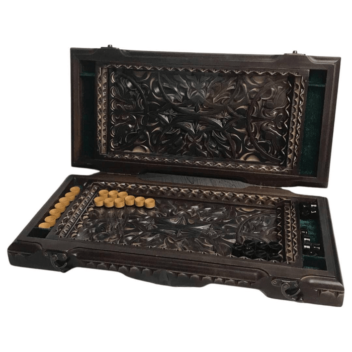 Prestigious Wooden Backgammon With Glass Board, 50×23×10 cm