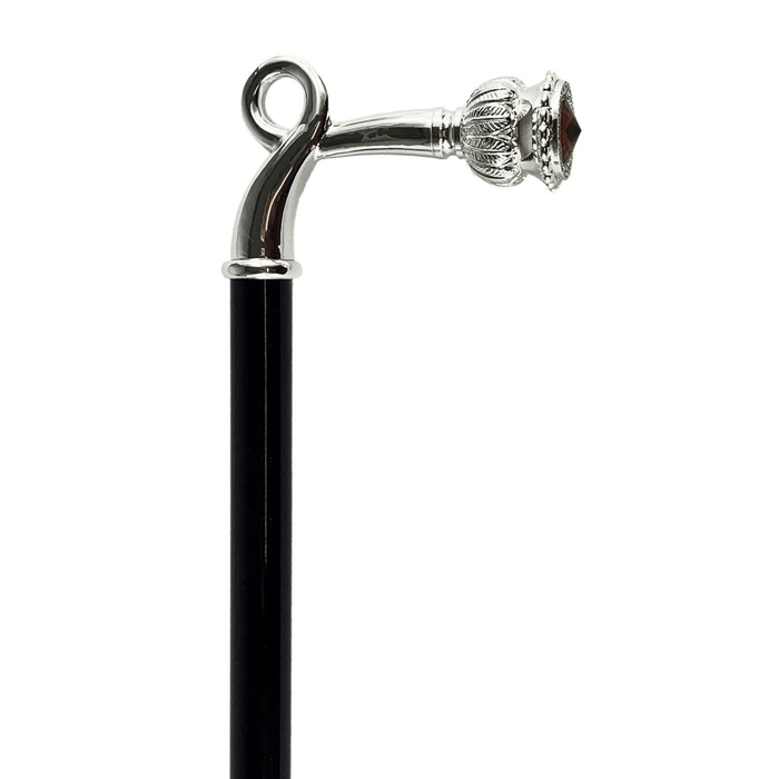 Sturdy Walking Stick with Red Swarovski Crystal