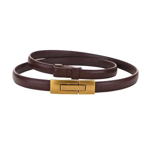 Slim leather belt for dress