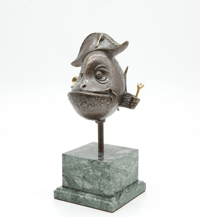 Original Sculpture, Bronze The Chef Fish Tale