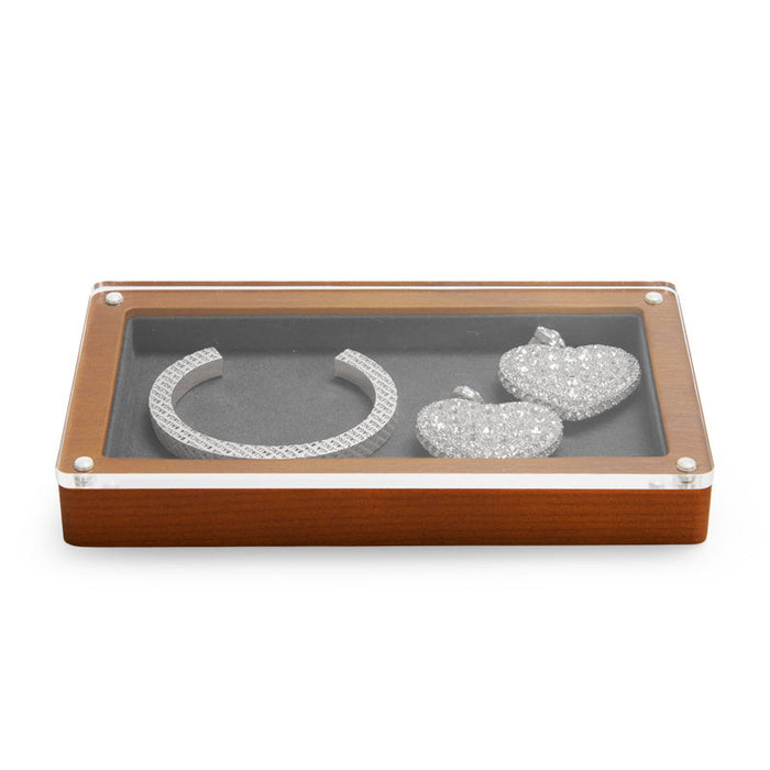 Exquisite wood jewelry tray with magnetic acrylic cover