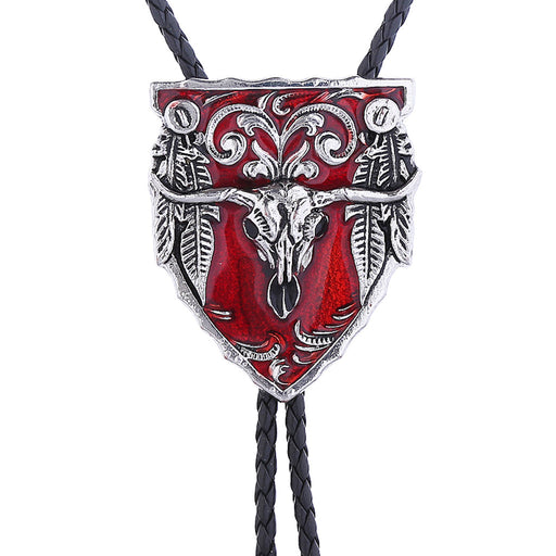 Longhorn Bolo Tie Red Mens Western Tie Buffalo Bolo